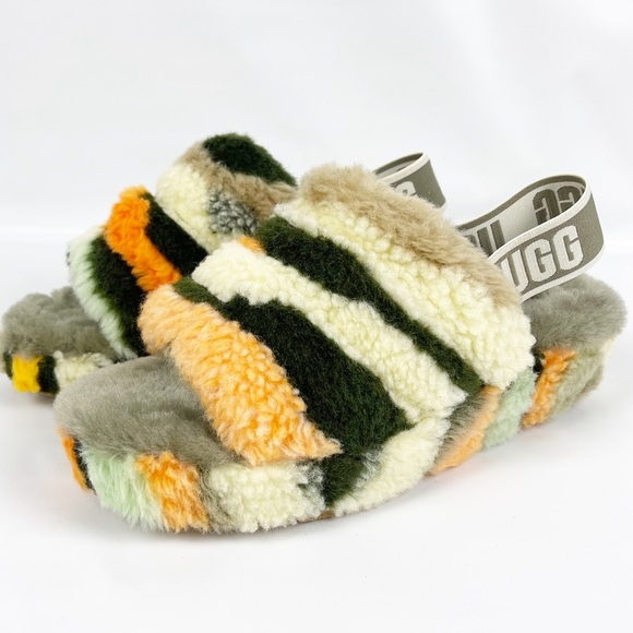 UGG Fluff Yeah Slide Cali Collage slippers in olive - Picture 6 of 12